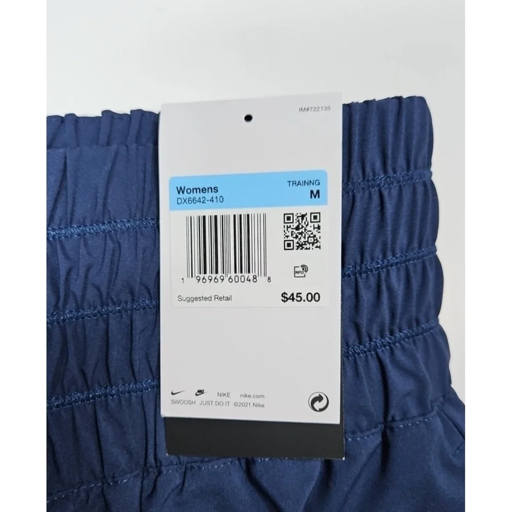 Nike Dri-FIT Womens Blue High Rise Lined Training Shorts Pockets Size Medium NWT - Picture 4 of 10